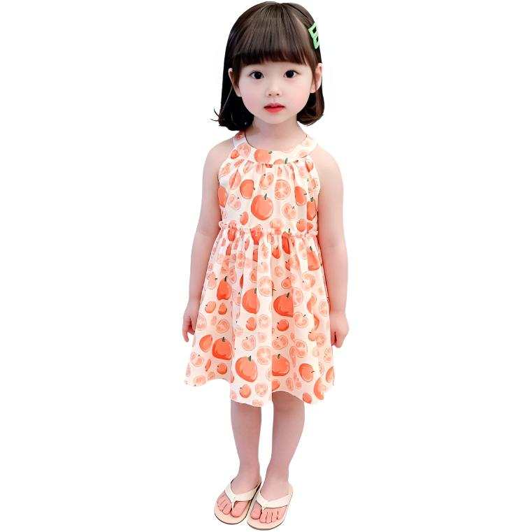 TNTX Kids Dresses Halter Thin Short Skirt Non Stretch