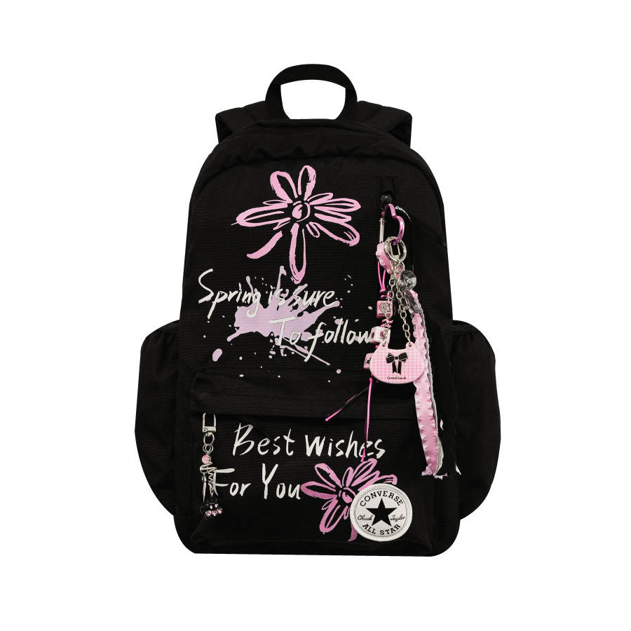 Converse Converse Polyester Backpack Regular Unisex Black Pink