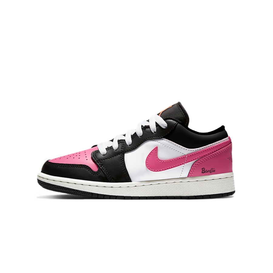 Jordan Jordan Air Jordan 1 Heat Trend Barbie Leather Low top Children's Basketball Shoes Cherry Blossom Pink Teenagers