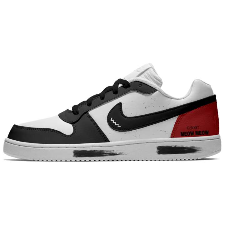 Nike Nike EBERNON Leather Low top Skateboard Shoes Unisex Black Red