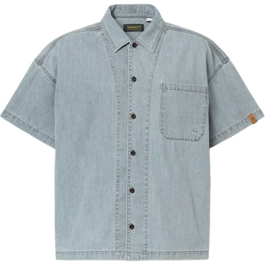 Timberland Denim Shirts Unisex Gray Dawn Lapel Moderate