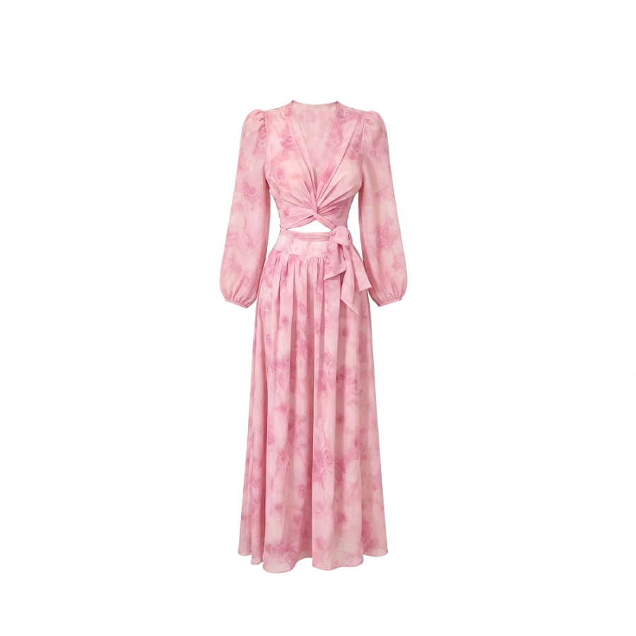 CPAURA Two Piece Skirt Sets Women's V Neck Moderate Long Skirt