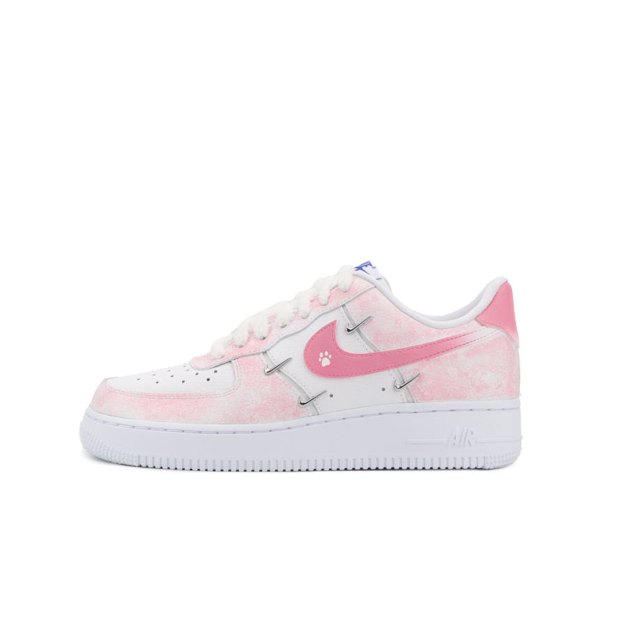 Nike Nike Air Force 1 Pink Mist Cat Paw Slip Resistant Abrasion Resistant Low top Skateboard Shoes Women's Pink
