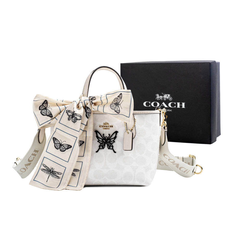 COACH City Artificial Leather Crossbody Handbag Mini Women's White