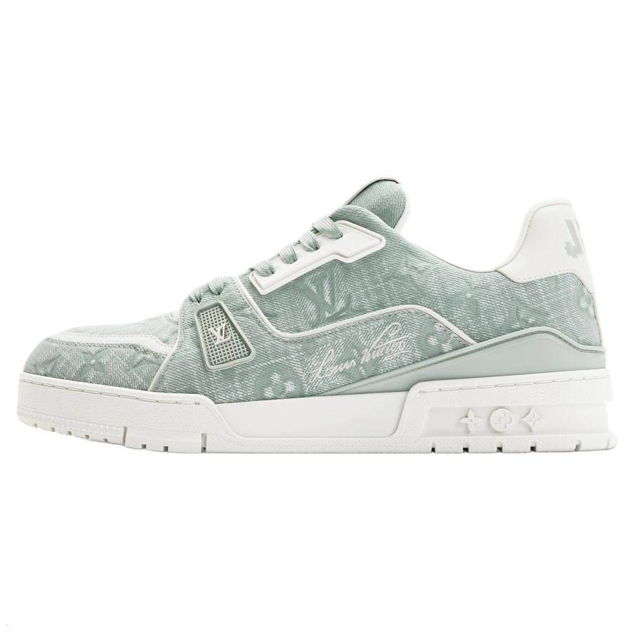 LOUIS VUITTON Trainer Leather Low top Skateboard Shoes Men's Green