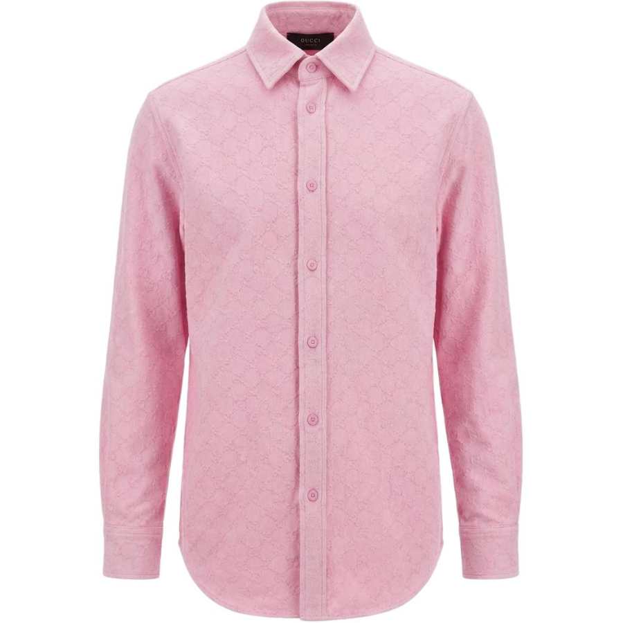 GUCCI Shirts Men's Light Pink Lapel Moderate