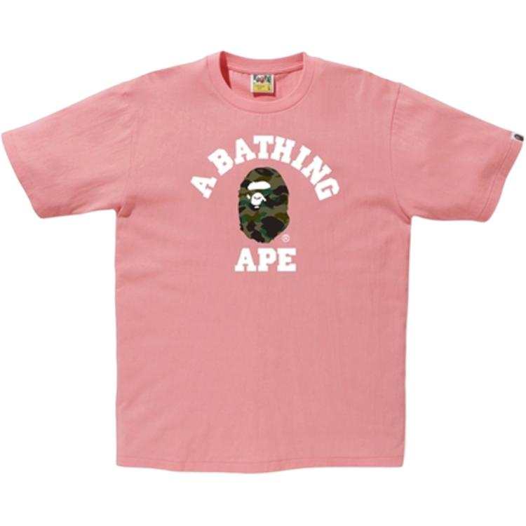 A BATHING APE Head Series T Shirt Unisex Cherry Blossom Pink