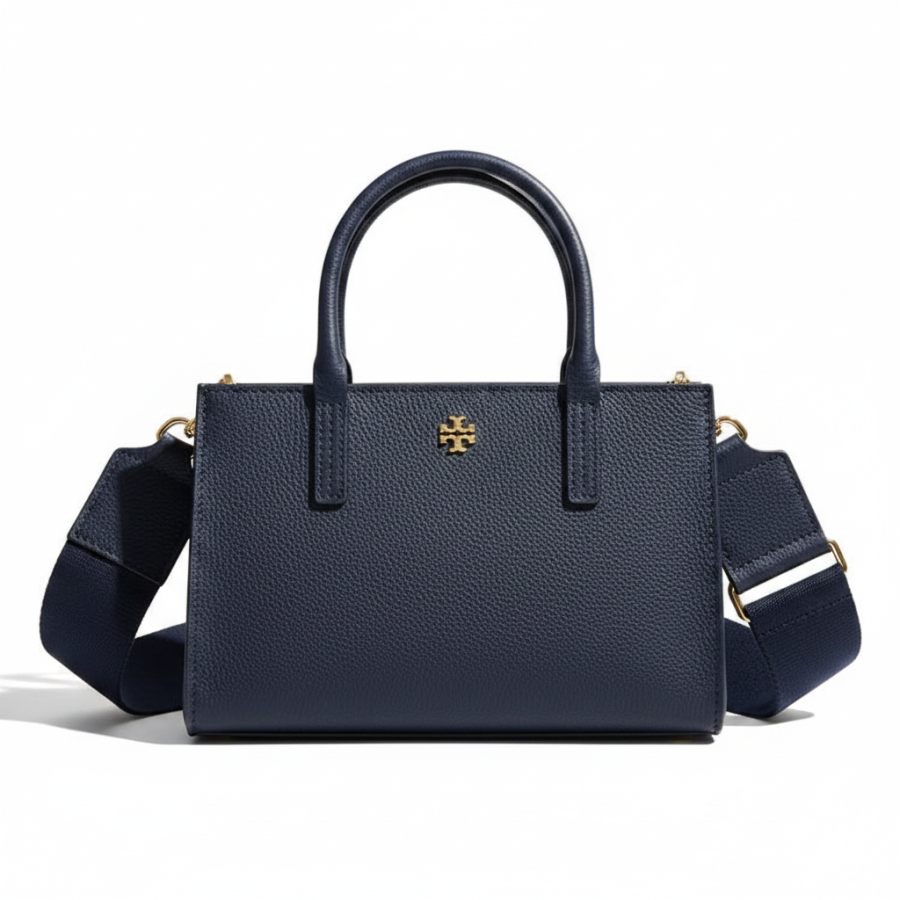 TORY BURCH Zip Closure Tote Bag, Shopping Bag, Handbag Mini Women's Marine Blue