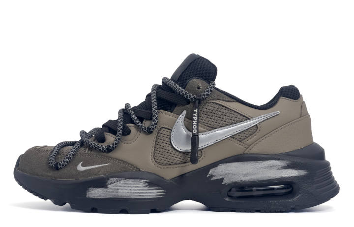 Nike Nike Air Max Fusion Mesh, Textile Low top Rearfoot Air Max Running Shoes Men's Brown Black Silver