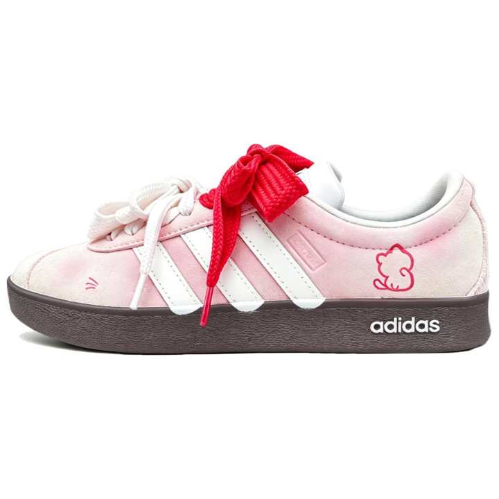 Adidas Adidas VL COURT 2.0 Suede Coverage Cushioning Low top Skateboard Shoes Unisex White Pink