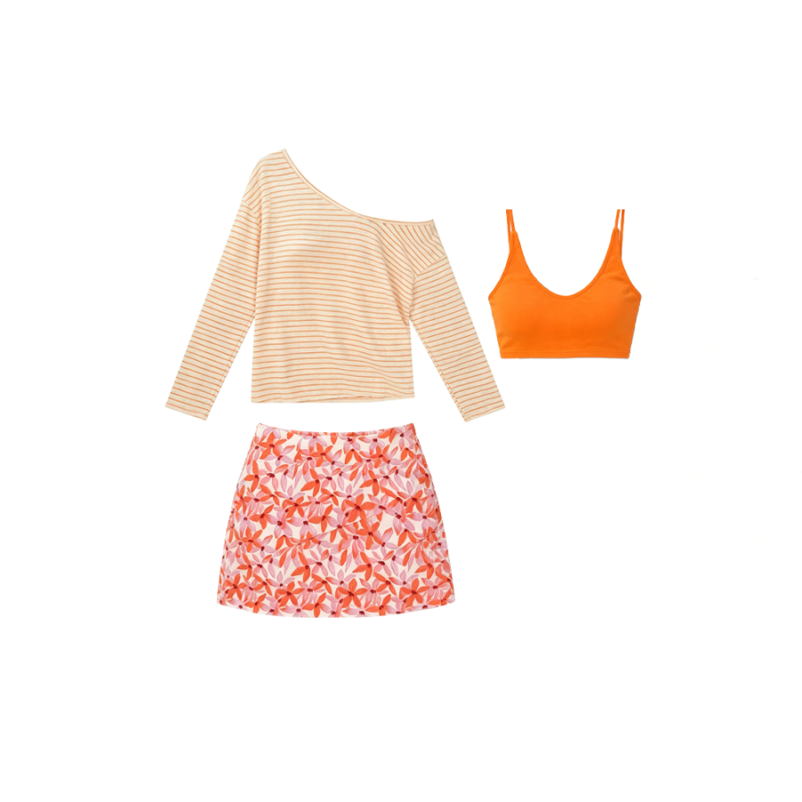 CPAURA Two Piece Skirt Sets Women's Halter Moderate Short Skirt
