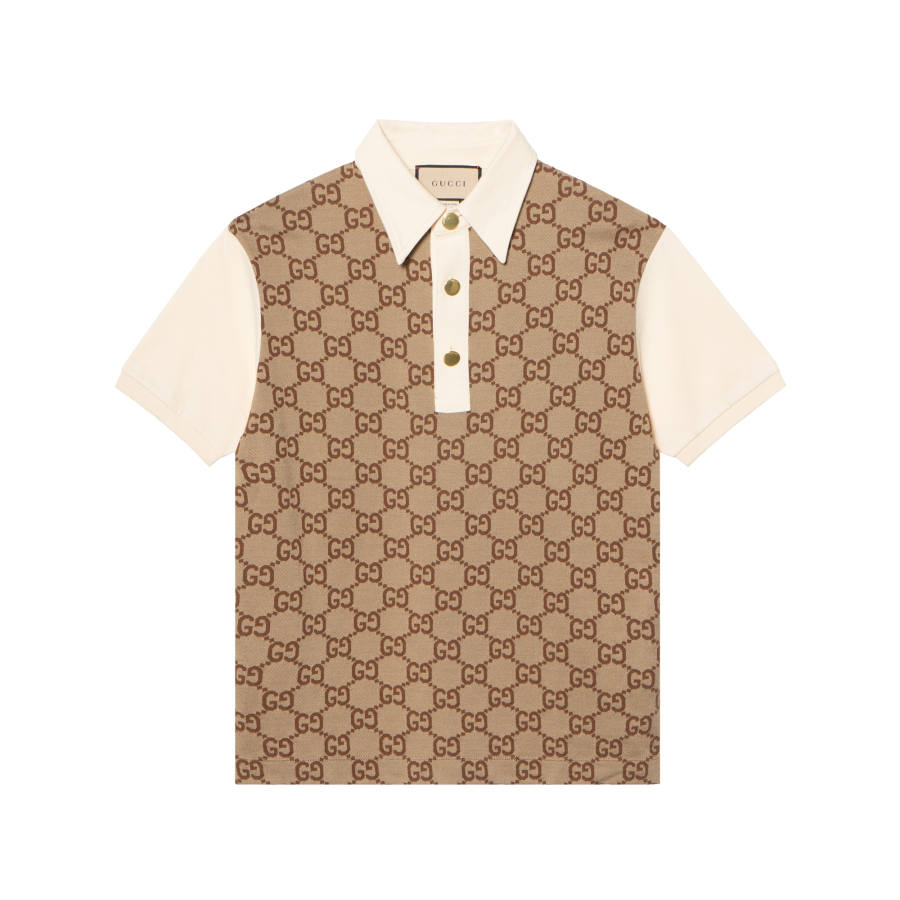 GUCCI Polo Shirts Men's Khaki Polo Collar Moderate