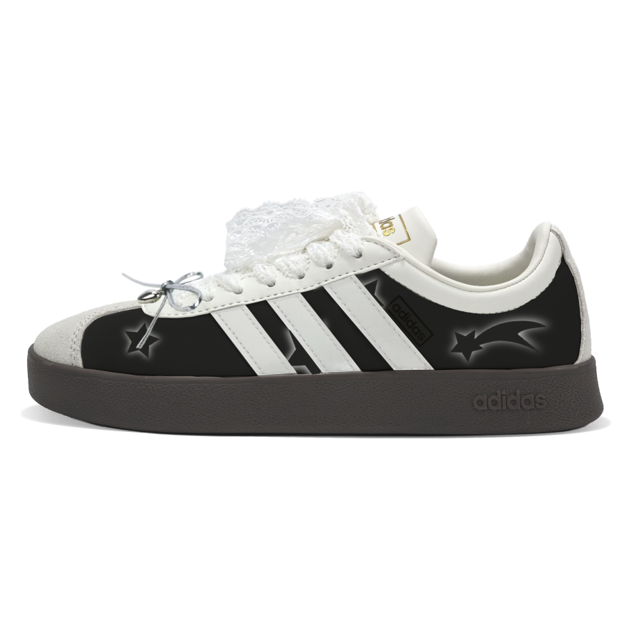 Adidas Adidas Vl Court Classic Synthetic Leather Coverage Balance Lightweight Skateboard Shoes Unisex Black White