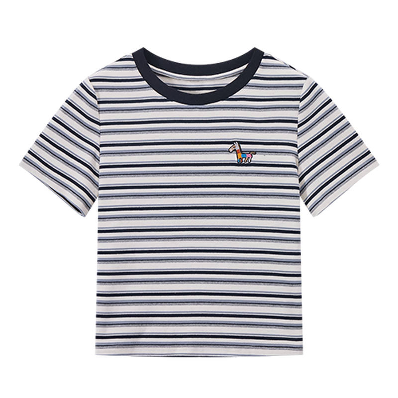 XIANGYING T Shirts Women's Navy Blue Crew Neck Thin
