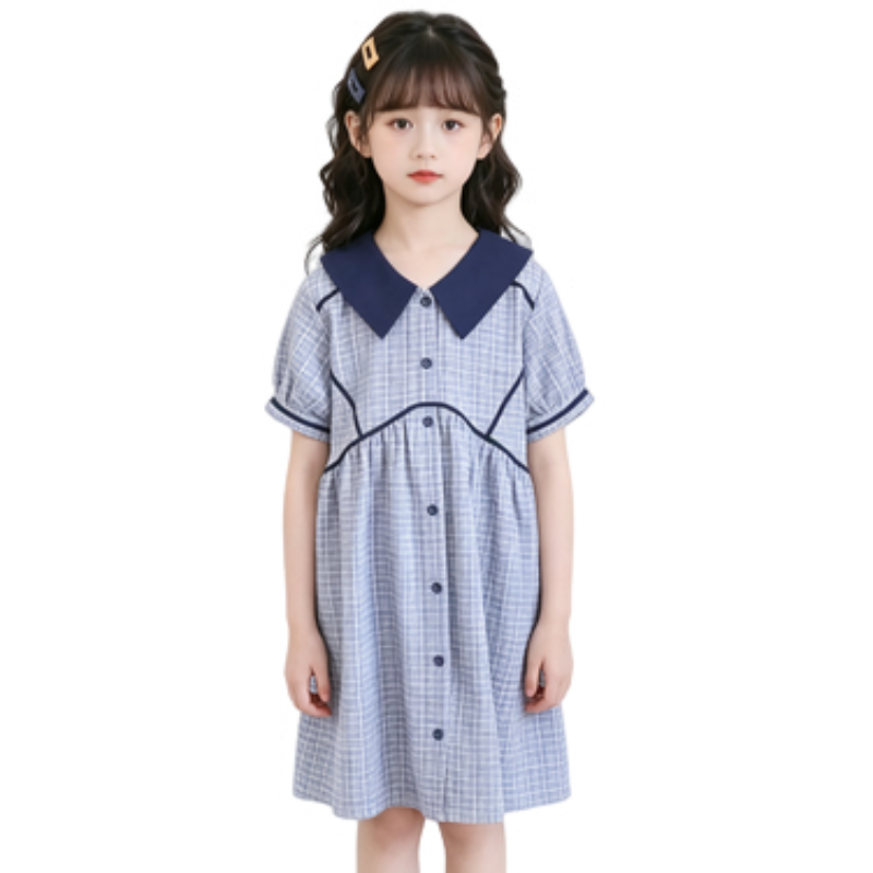 YALU Grade School Dresses Lapel Moderate Midi Skirt