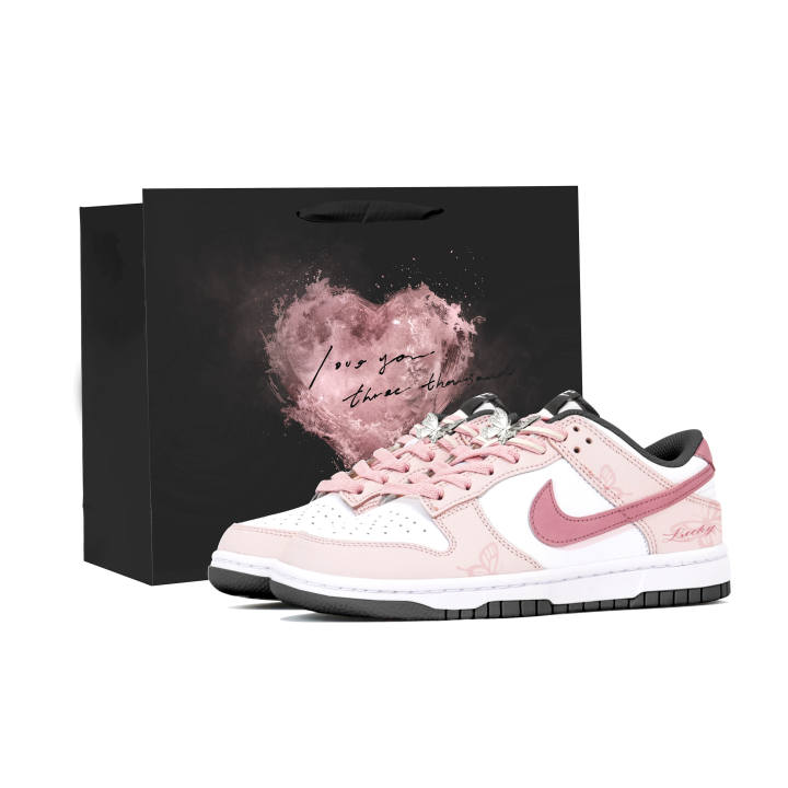 Nike Nike Dunk Coverage Slip Resistant Abrasion Resistant Height Increasing Skateboard Shoes Unisex Black Pink