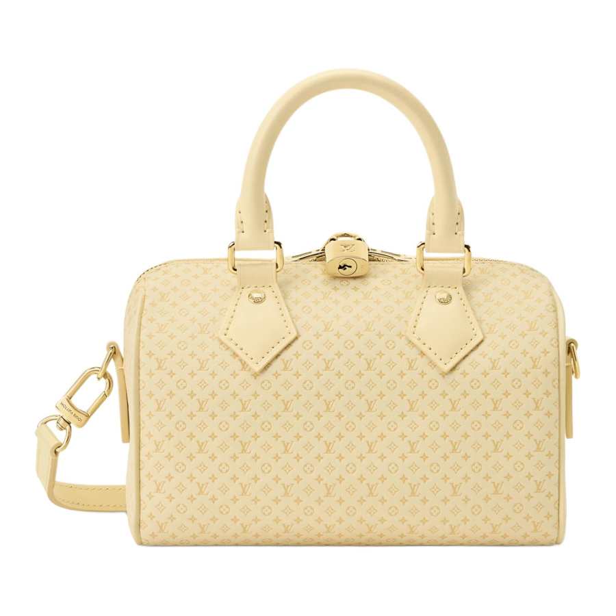 LOUIS VUITTON Speedy Cow Leather Boston Bag, One Shoulder Handbag Women's Yellow