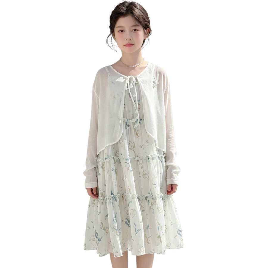 YALU Grade School Two Piece Skirt Sets Camisole Thin Long Skirt