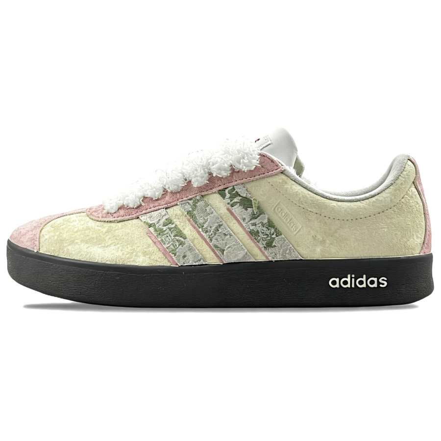 Adidas Adidas Vl Court Classic Peach Suede Slip Resistant Abrasion Resistant Low top Skateboard Shoes Unisex Pink Yellow