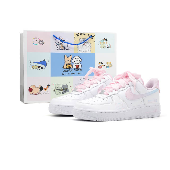 Nike Nike Air Force 1 Leather Cushioning Breathable Low top Skateboard Shoes Women's Pink