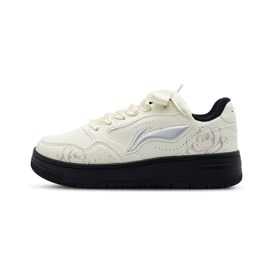 Li-Ning Li Ning Moonlight Rose Slip Resistant Abrasion Resistant Low top Skateboard Shoes Women's White Silver