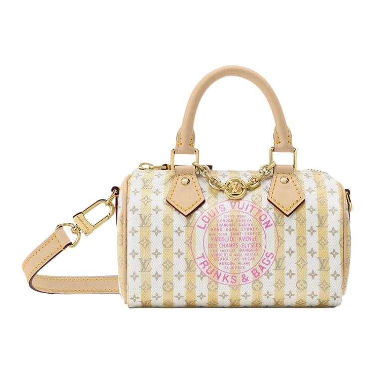 LOUIS VUITTON NANO SPEEDY Coated Canvas Shoulder Bag, Crossbody Bag, Handbag Women's White & Khaki