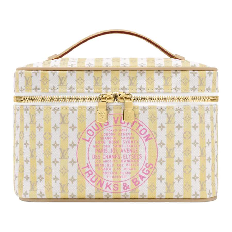LOUIS VUITTON Nice Linen Cotton Blend Coated Canvas Makeup Bag Mini Women's Multicolor