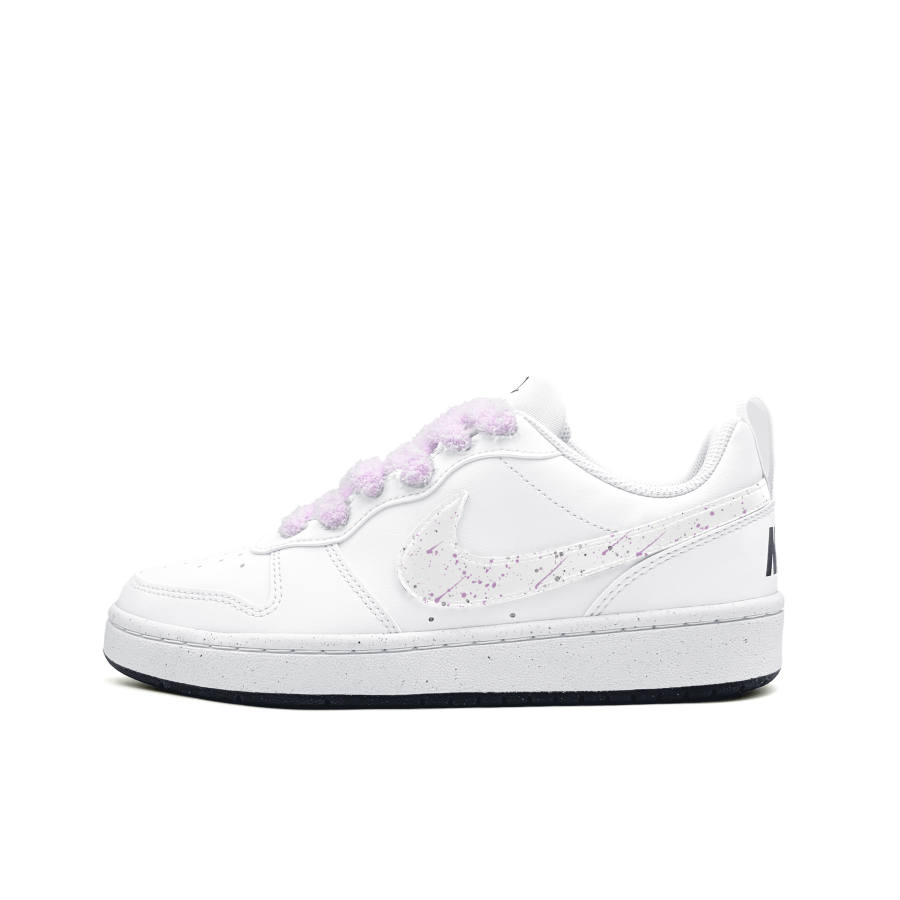 Nike Nike Court Borough Purple Shooting Star Synthetic Leather Low top Kids' Skateboarding Shoes White Purple Teenagers