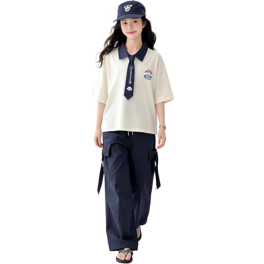 TNTX Kids Casual Sportswear Polo Collar Thin Non Stretch