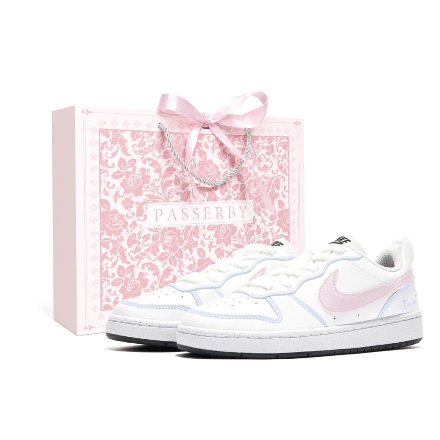 Nike Nike Court Borough PASSERBY Sea Salt Milk Lid Low top Kids' Skateboarding Shoes Teenagers