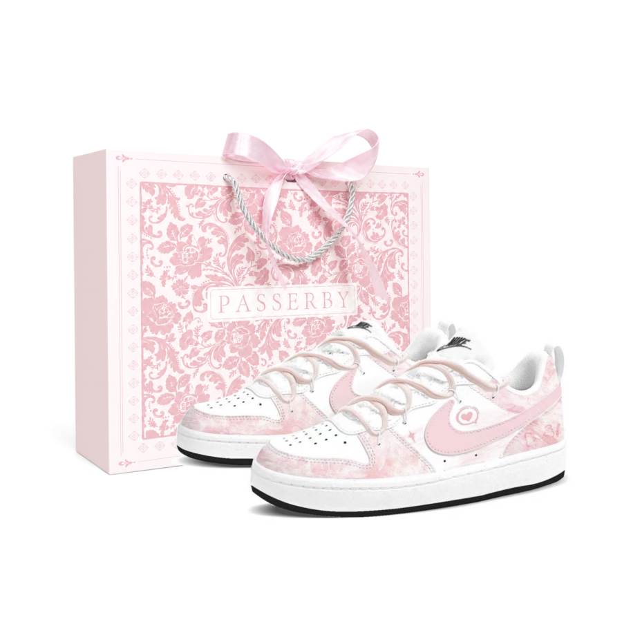 Nike Nike Court Borough Synthetic Leather Cushioning Breathable Low top Kids' Skateboarding Shoes Teenagers