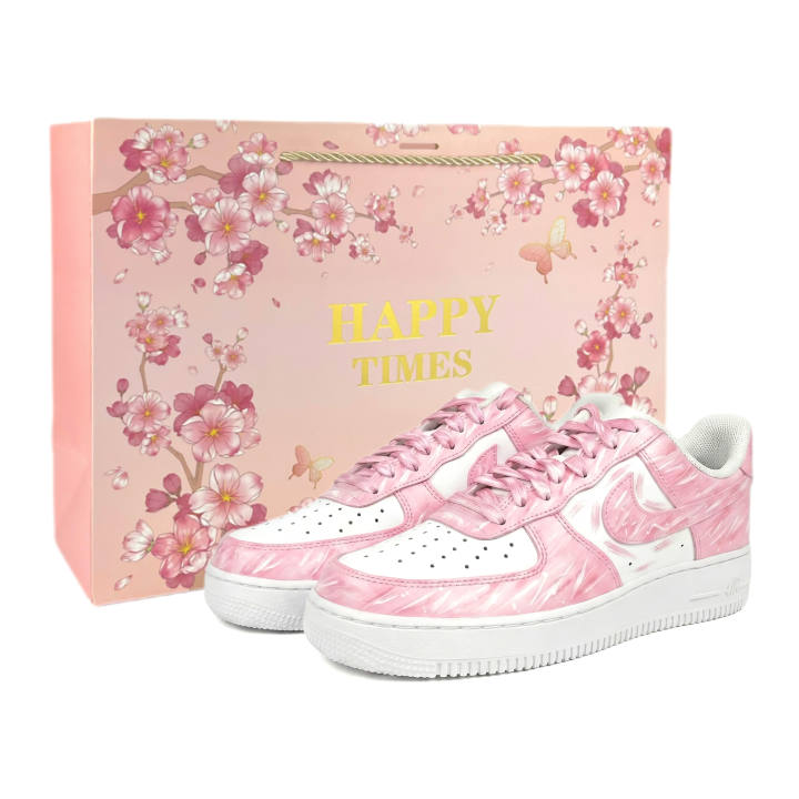 Nike Nike Air Force 1 Cherry Blossom Snow Feather, Air Force 1 Low top Skateboard Shoes Women's Pink Shopping Bag