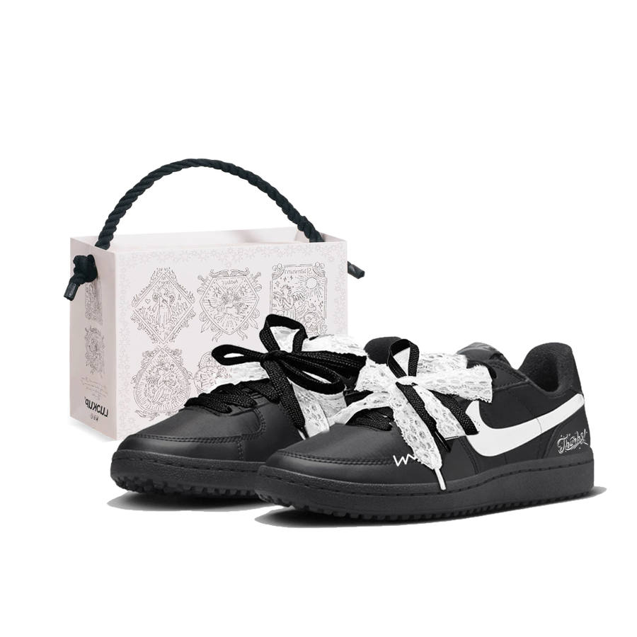 Nike Nike Field General '82 Black Sugar Lace Abrasion Resistant Low top Skateboard Shoes Women's Black Silver