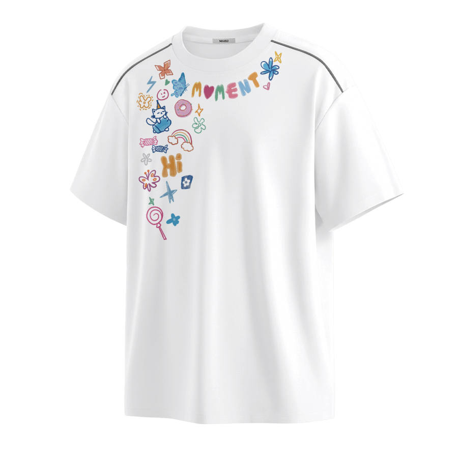 MINISO T Shirts Unisex Crew Neck Moderate Straight Fit