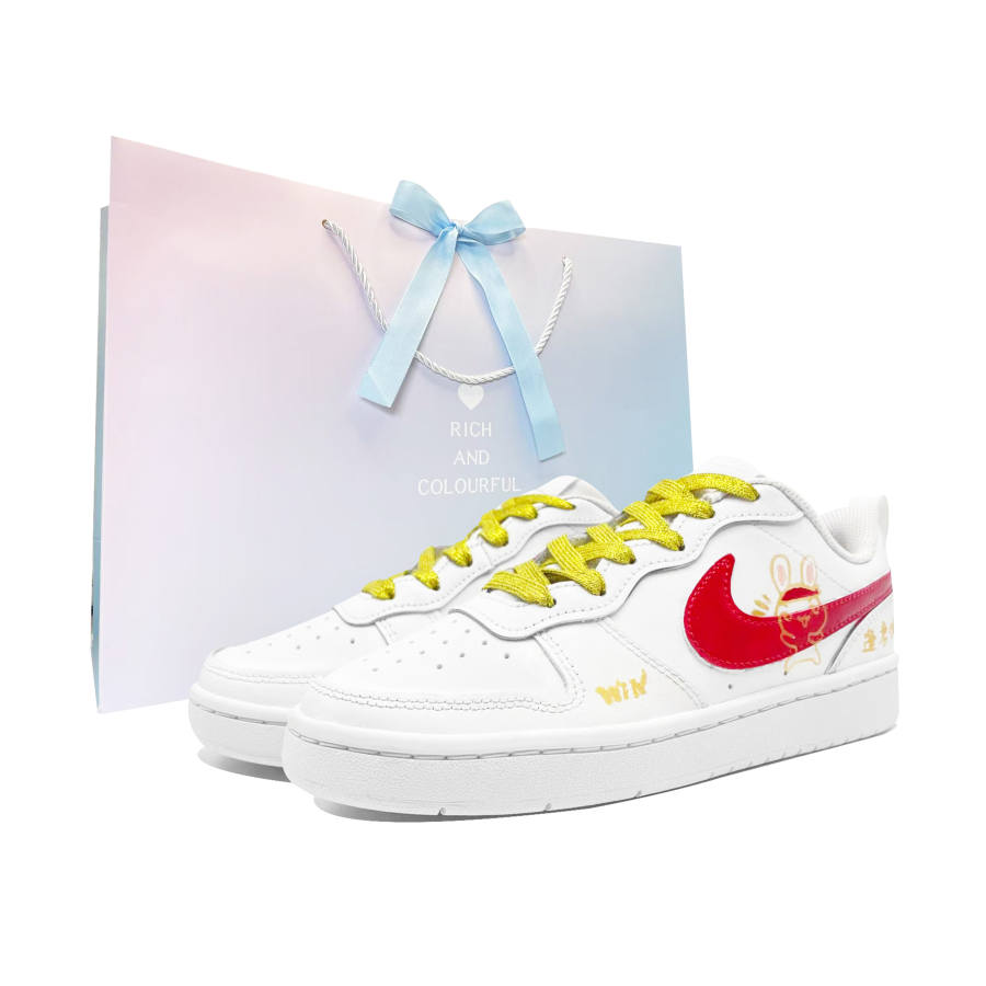 Nike Nike Court Borough Pass Every Exam Leather Low top Kids' Skateboarding Shoes Red Gold Teenagers