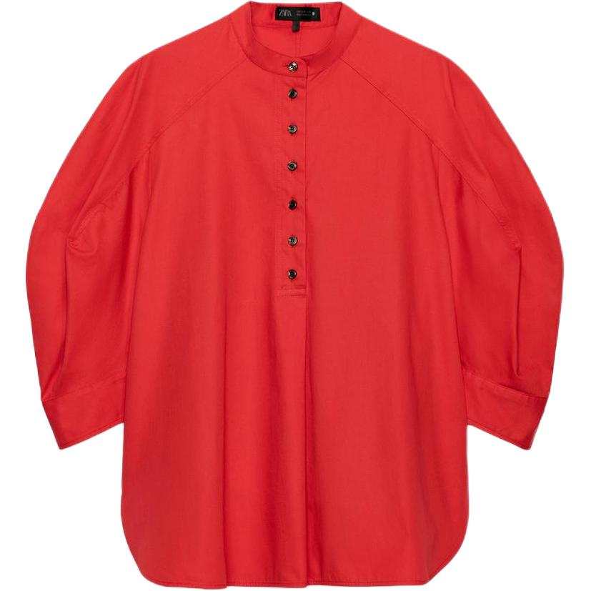 ZARA ZW Shirts Women's Red Crew Neck
