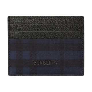 Burberry PU Polyurethane Card Holder Men's Marine Blue