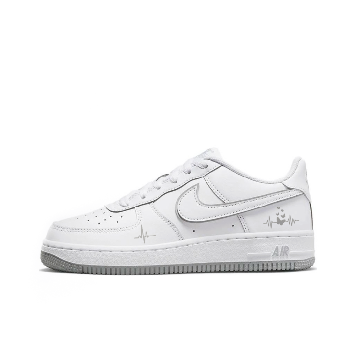 Nike Nike Air Force 1 Leather Slip Resistant, Abrasion Resistant, Lightweight Low top Skateboard Shoes Women's White Gray