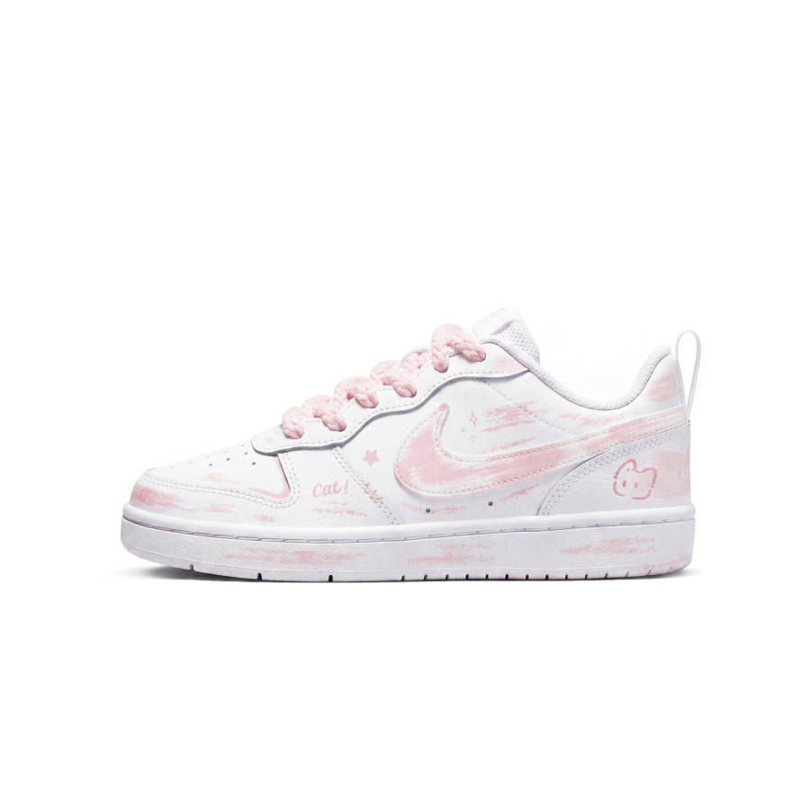 Nike Nike Court Borough Cotton Candy Abrasion Resistant Low top Kids' Skateboarding Shoes Pink Teenagers