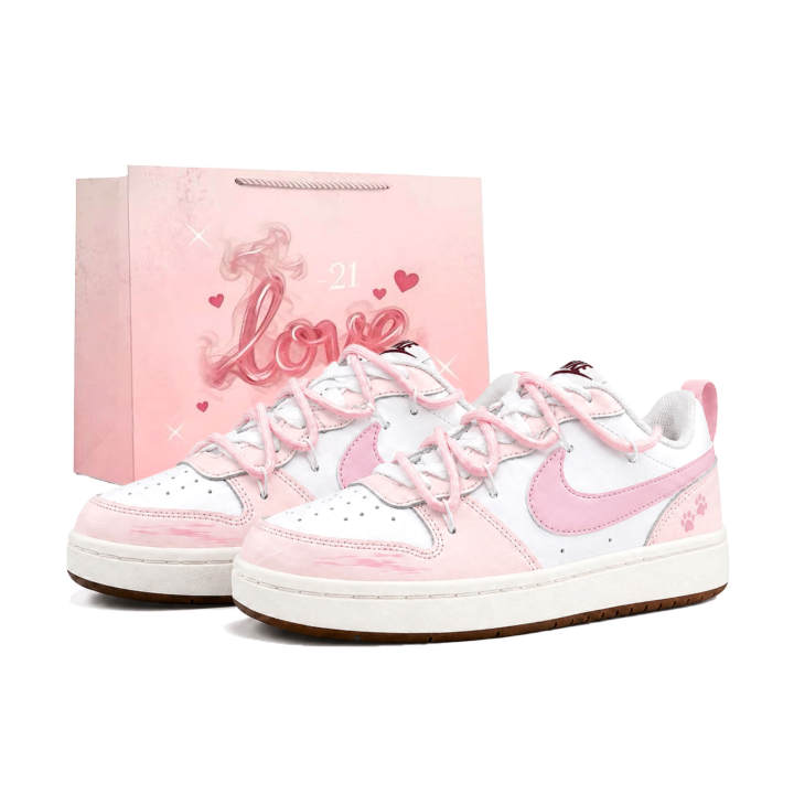 Nike Nike Court Borough Pink Meowth Low top Skateboard Shoes Women's Pink White