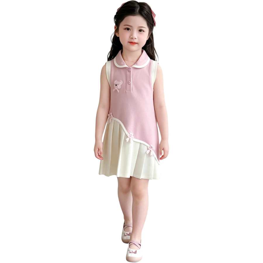 TNTX Kids Dresses Polo Collar Thin Short Skirt Stretch
