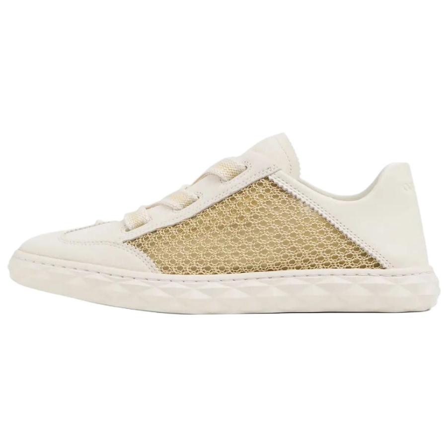 Jimmy Choo Diamond Light Flex F Leather Low top Skateboard Shoes Women's Gold & Latte