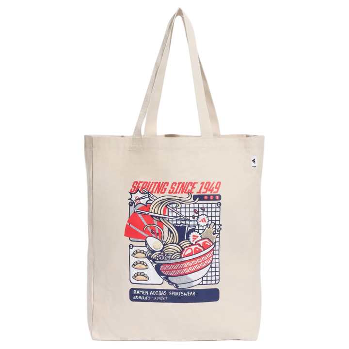 Adidas Adidas Cotton Tote Canvas Bag, Handbag, Shoulder Bag Unisex Beige