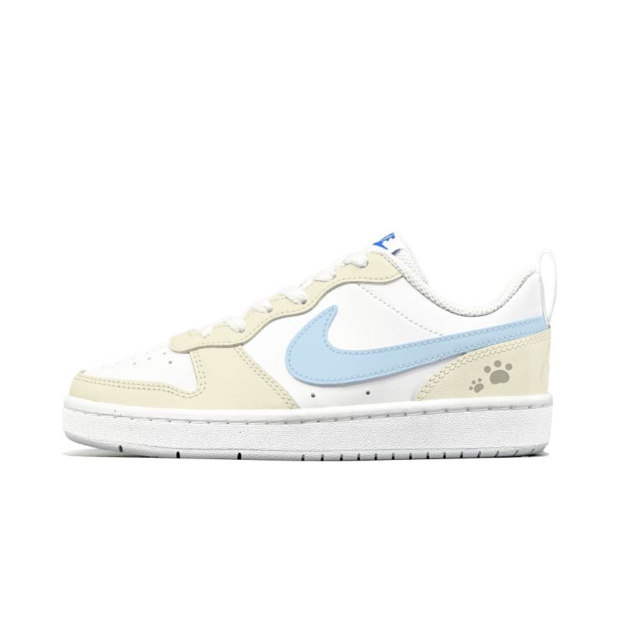 Nike Nike Court Borough 2 Maris Sal Egg Tart Leather Slip Resistant Abrasion Resistant Low top Kids' Skateboarding Shoes