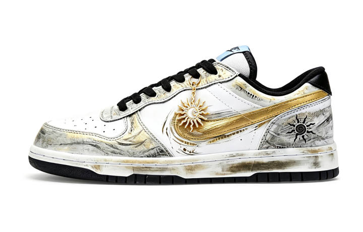 Nike Nike Big Slip Resistant Abrasion Resistant Low top Skateboard Shoes Unisex White Gold