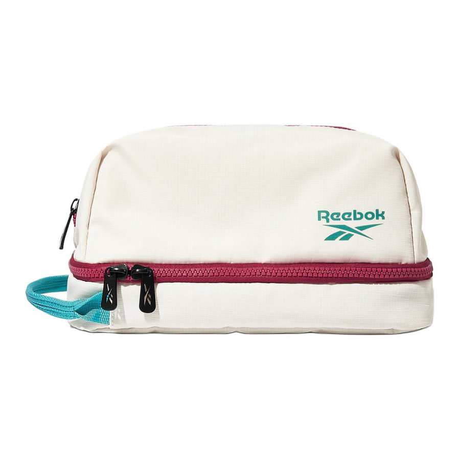 Reebok Fabric Handheld Makeup Bag Toiletry Bag Unisex Ecru