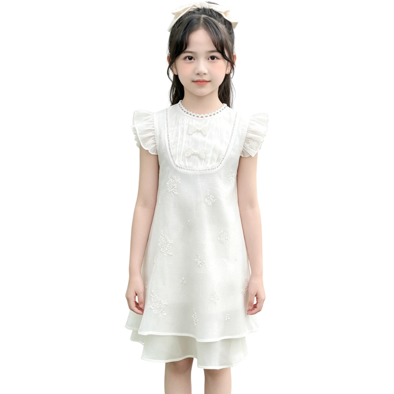 YALU Grade School Dresses Crew Neck Moderate Midi Skirt