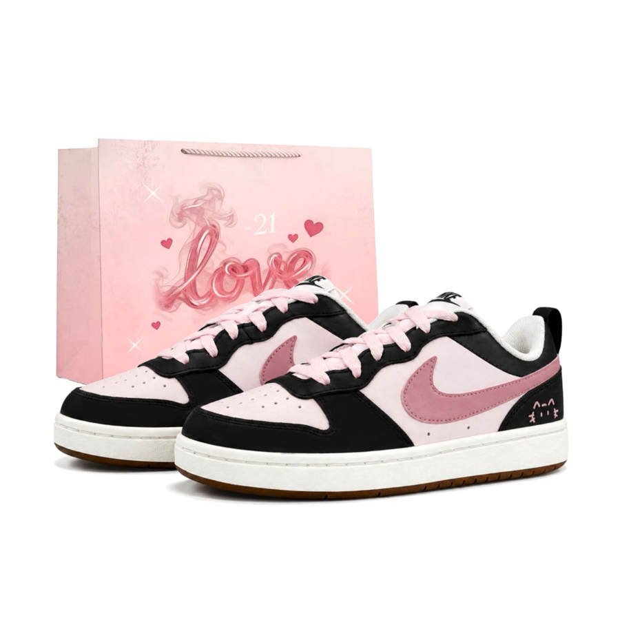 Nike Nike Court Borough Sweet And Cool Cat Low top Skateboard Shoes Women's Black Pink