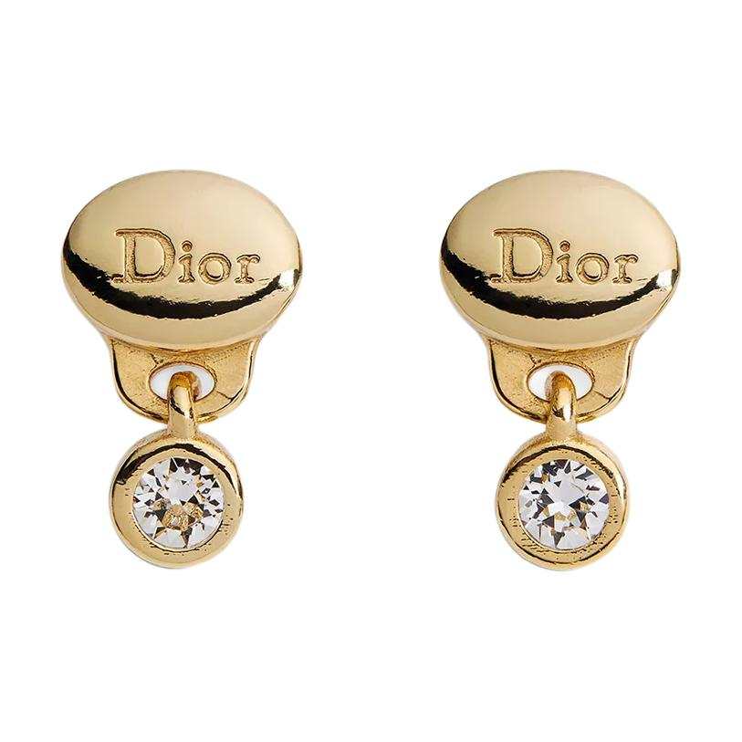 DIOR Gold Plated Metal Earrings Women's Gold