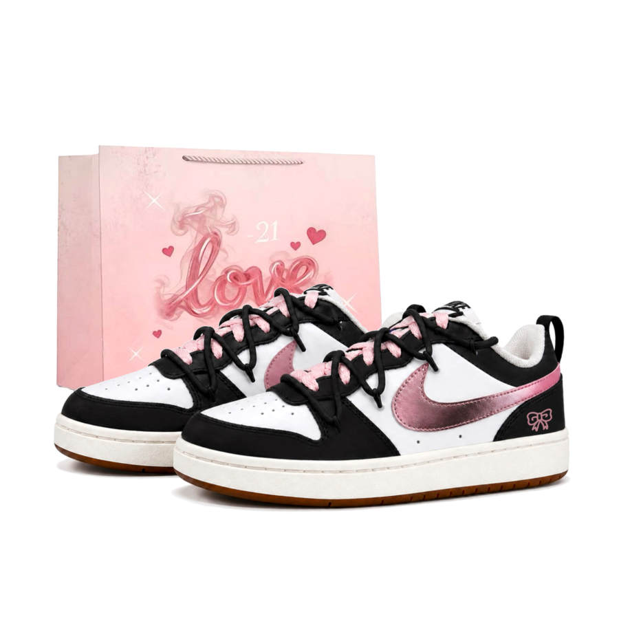 Nike Nike Court Borough Urban Chic Style Berry Low top Skateboard Shoes Women's Black Pink
